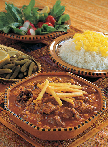 Khoresht Gheymeh with White Rice