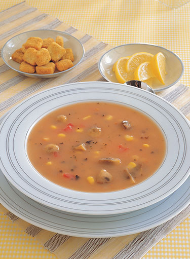 Mushroom with Tomato and Corn Soup