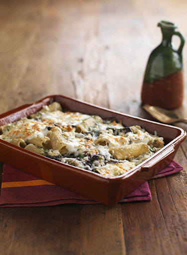 Baked Rigatoni with Spinach & Mushrooms