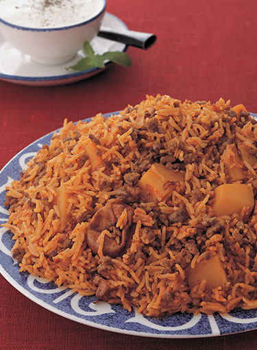 الأرز مع لحم الغنم والبطاطا على الطريقة السعودية