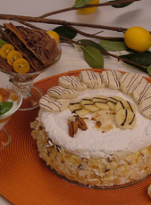 Banana Stuffed Meringue Cake