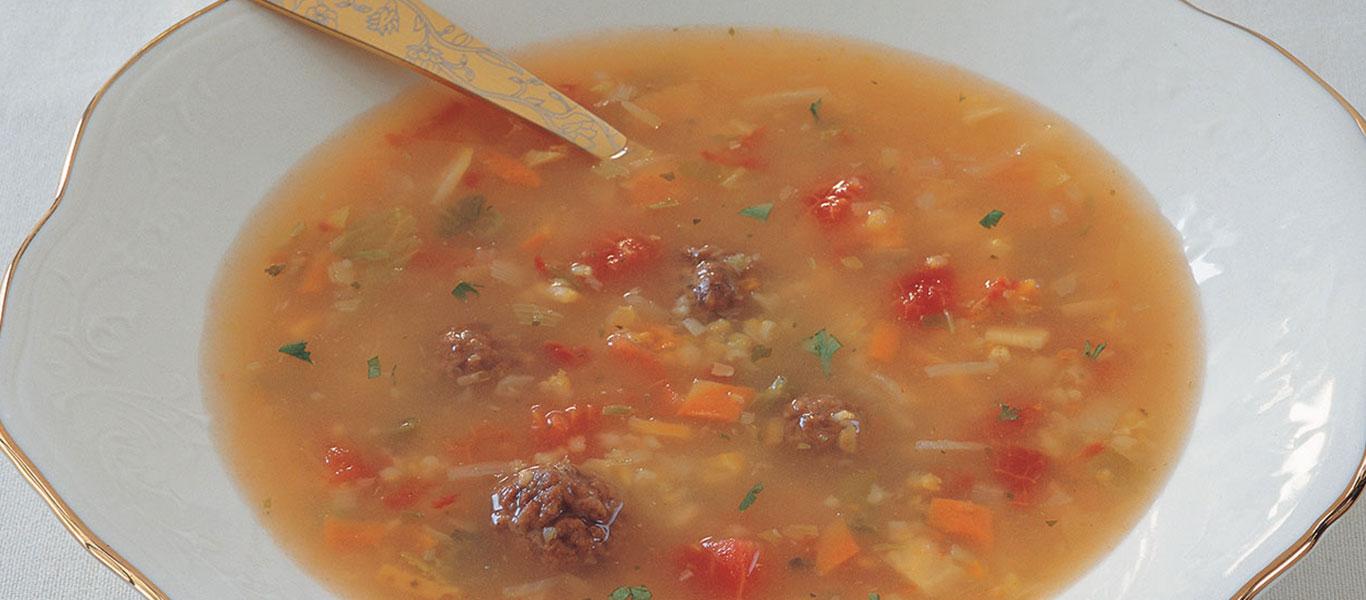 Frike with Meat Balls and Vegetable Soup