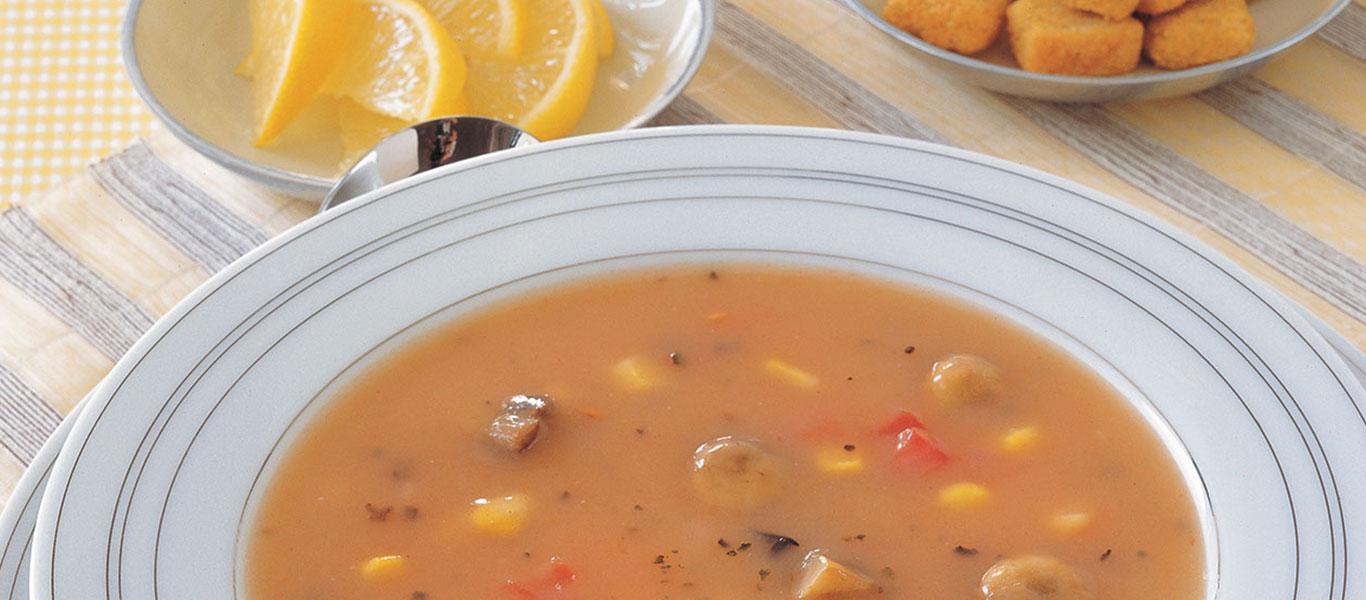 Mushroom with Tomato and Corn Soup
