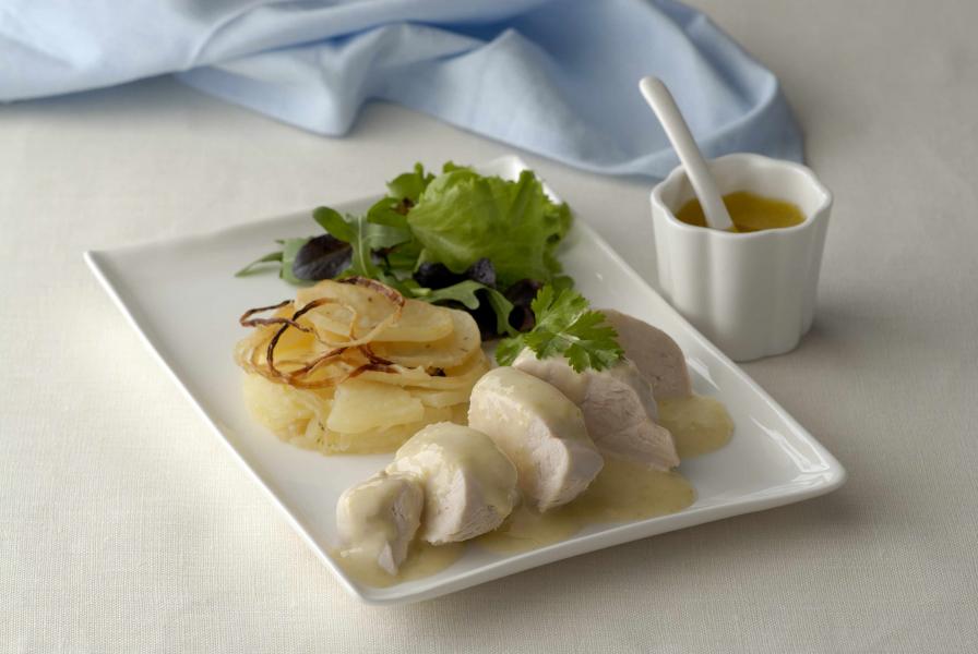 Jalapeño Chicken with Potato Boulangere