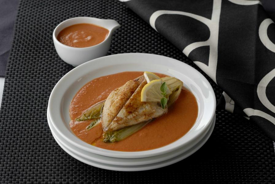 Pomfret with Tomato and Cardamom Sauce