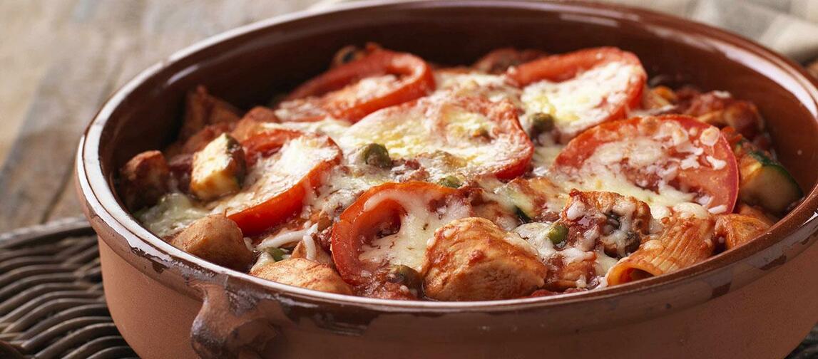 Chicken Rigatoni Bake with Garden Vegetables