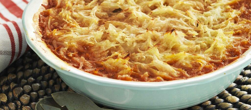 Baked Kofta Stew with Potato Crust