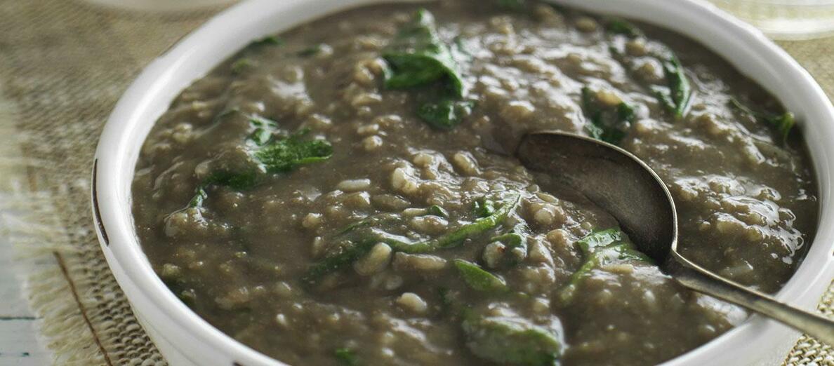 Mujadara with Baby Spinach and Lemon Juice