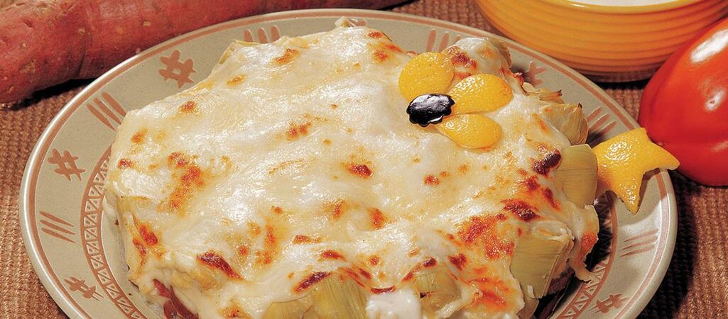 Artichoke and Sweet Potato Gratin