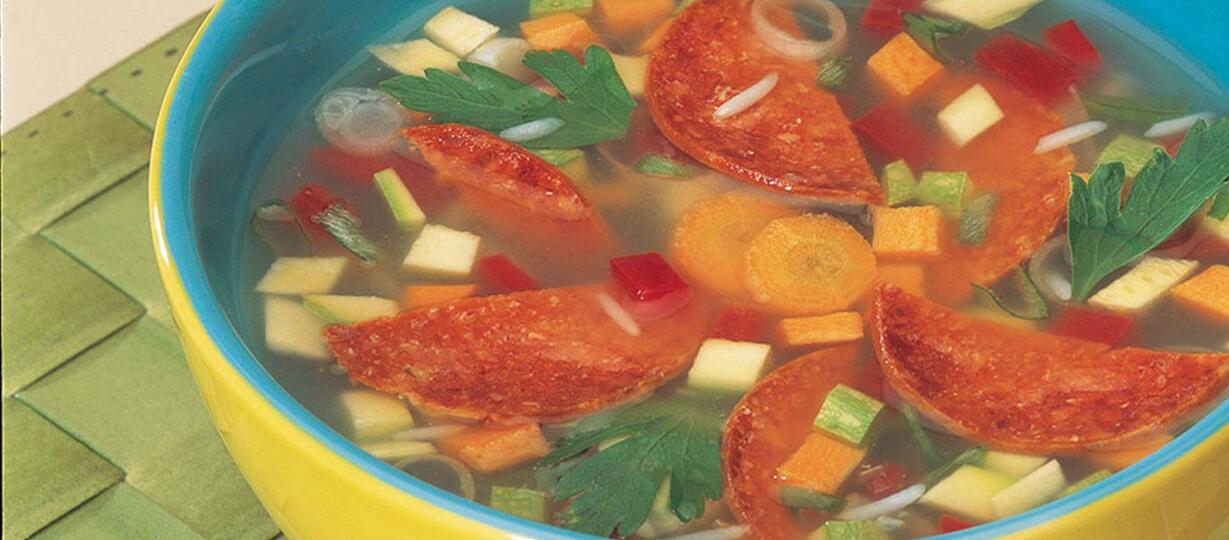 شوربة سجق الببّروني والأرز
