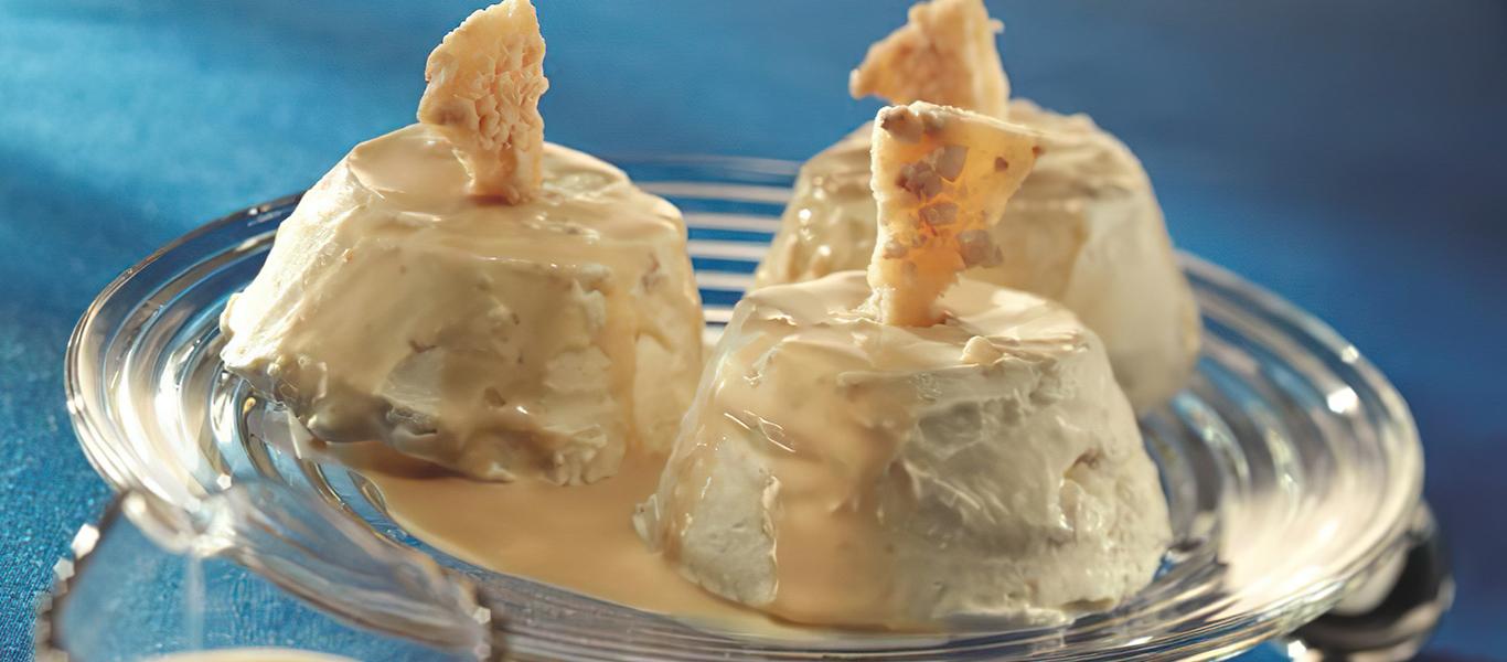 Caramelized Hazelnuts Parfait with Caramel Sauce