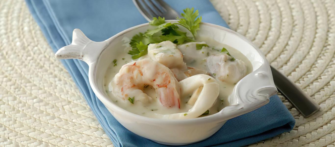 Mixed Seafood with Cilantro Cream