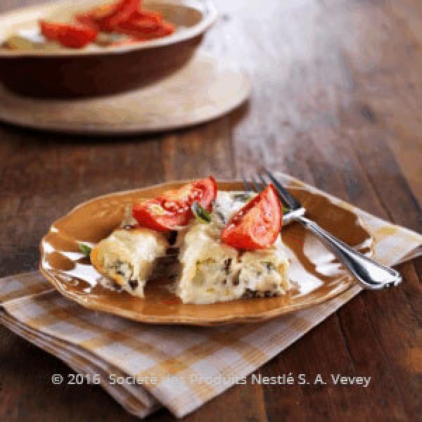 Spinach Cannelloni with Feta Cheese and Roasted Tomatoes