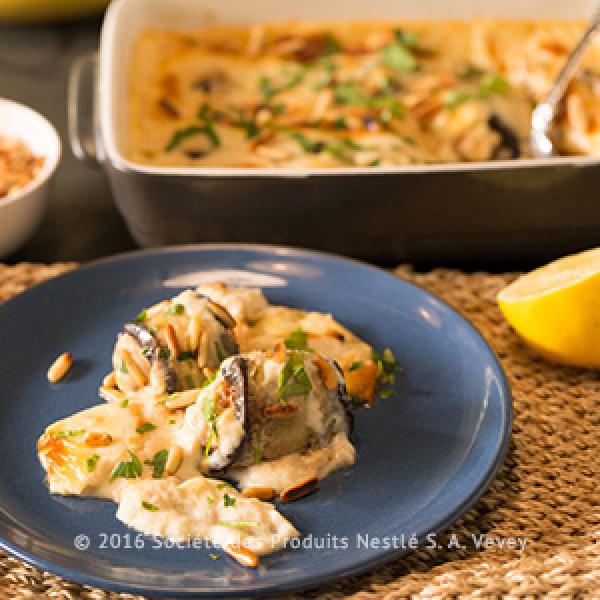 Eggplant & Kofta Bechamel with Tahini
