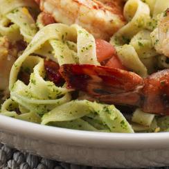 45606 Linguini with Almond Pesto and Grilled Prawns