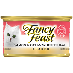 طعام القطط الرطب فانسى فيست فليك بالسلمون ولحم السمك الأبيض المحيطي