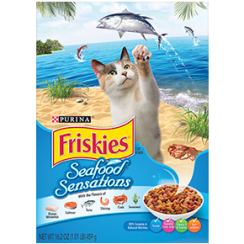 طعام القطط الجاف فريسكيز بنكهة المأكولات البحرية 459غ