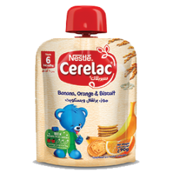 Nestlé® CERELAC Fruits Puree Pouch Banana Orange Biscuit 90g