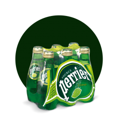 Perrier Sparkling Water, Lime, 200ml Glass Bottle (Total of 6)