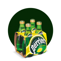 Perrier Sparkling Water, Lemon, 330ml Glass Bottle (Total of 4)