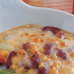 غراتان الفاصوليا مع الذرة الحلوة والهليون