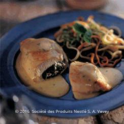 دجاج محشو بالفطر والسبانخ